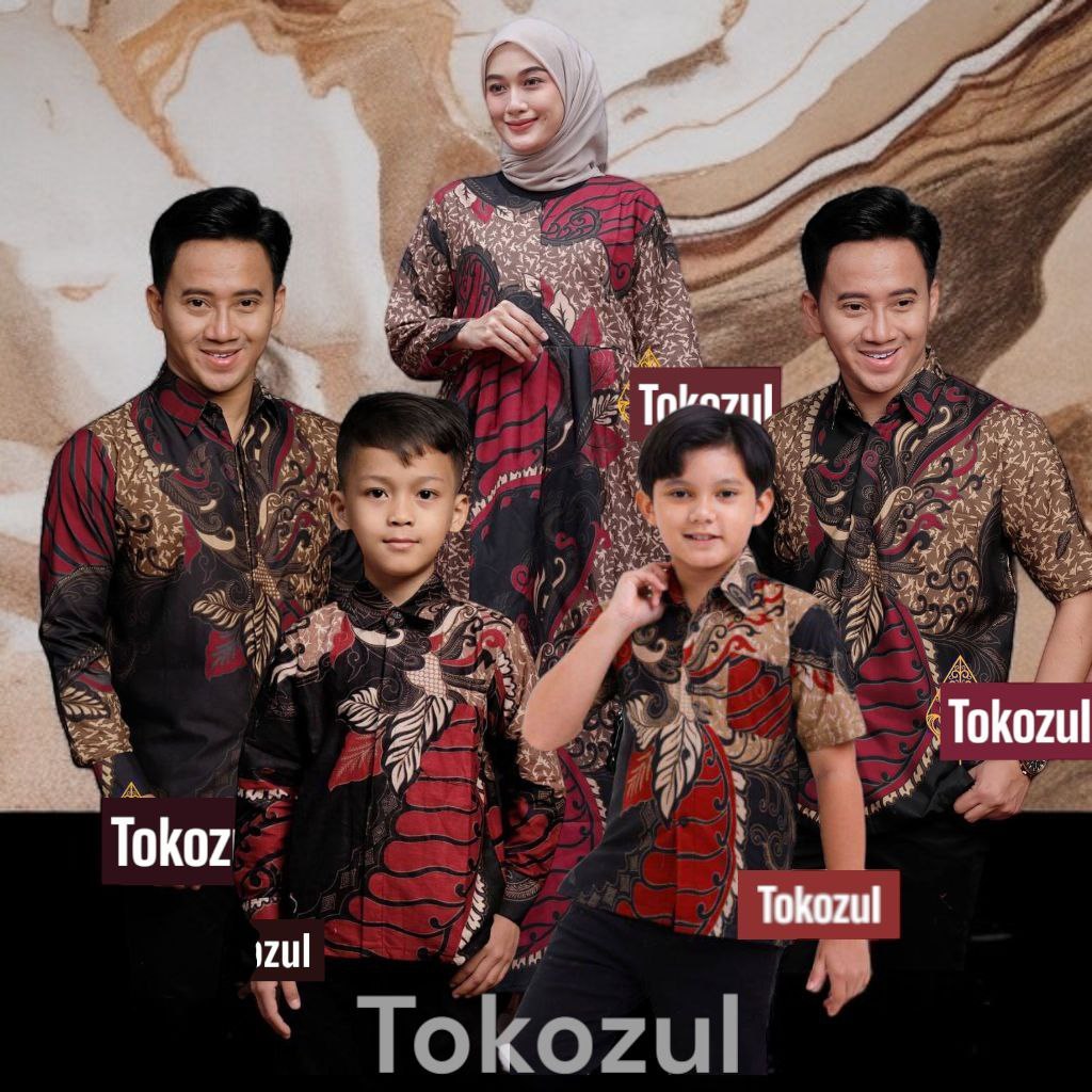 Couple Batik Keluarga Batik Couple Ayah Ibu Anak Sarimbit Hem Batik Batik Lengan Panjang Batik Anak