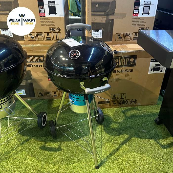 Celcio & Co Alat Bakaran Ayam Daging Sate Ikan Panggangan Arang Bulat 47 cm / BBQ Grill Charcoal Por