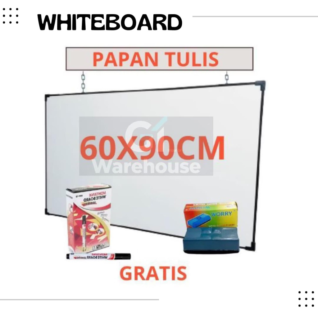 

whiteboard / papan tulis bolak balik / ukuran 60x90cm free penghapus free spidol free ongkir