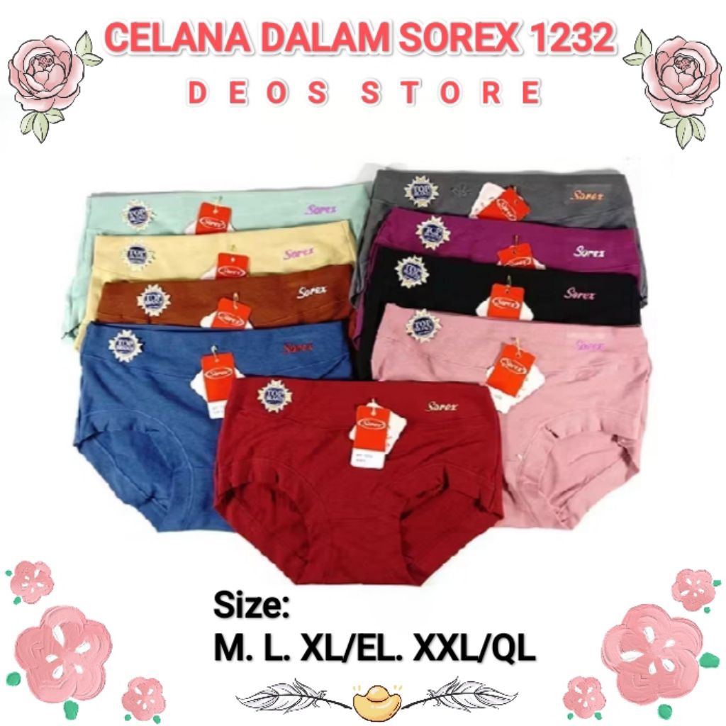 3PCS 6PCS CD SOREX 1232 MIDI/Celana Dalam Wanita Sorex 1232 Bahan Katun/CD PEREMPUAN SOREX ORIGINAL