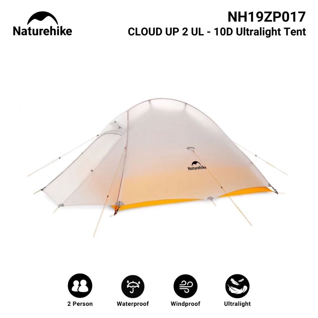 TENDA NATUREHIKE CLOUD UP 2 UL 10D NH19ZP017 ULTRALIGHT 2 PERSON TENT TENDA CAMPING HIKING PENDAKI G