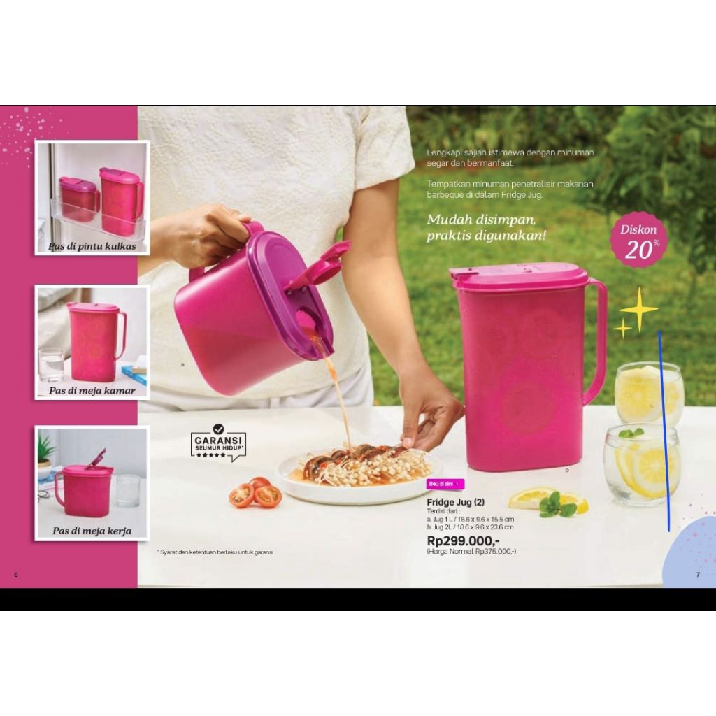 Fridge Jug set isi 2 Tupperware / Ptcher 2 L dan 1 L  / teko tupperware