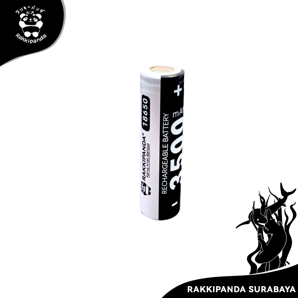 Baterai Rakkipanda Cas 18650 Flat Top & Button Top 3500Mah