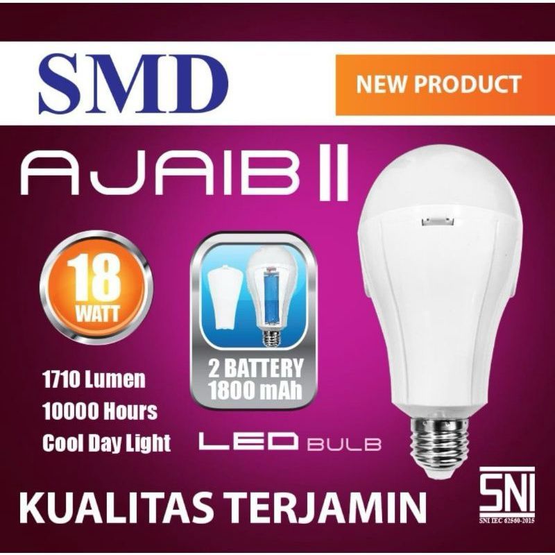 SMD Ajaib Lampu Emergency Dua Battery Berkualitas SNI 18 Watt