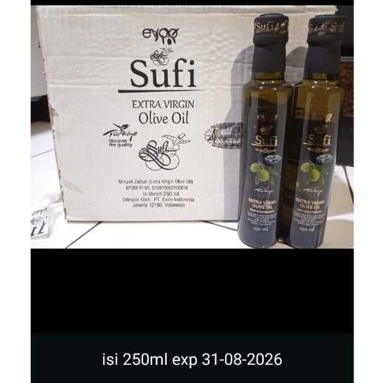 

MINYAK ZAITUN EXTRA VIRGIN OLIVE OIL (EVOO) SUFI KEMASAN 250 ml TERMURAH