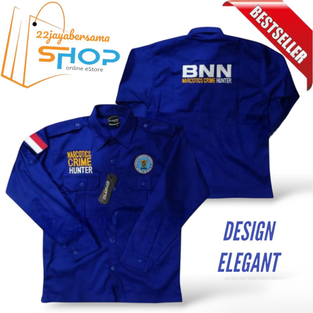 Kemeja BNN | Baju Kemeja BNN | Seragam BNN Lengan Panjng Bordir