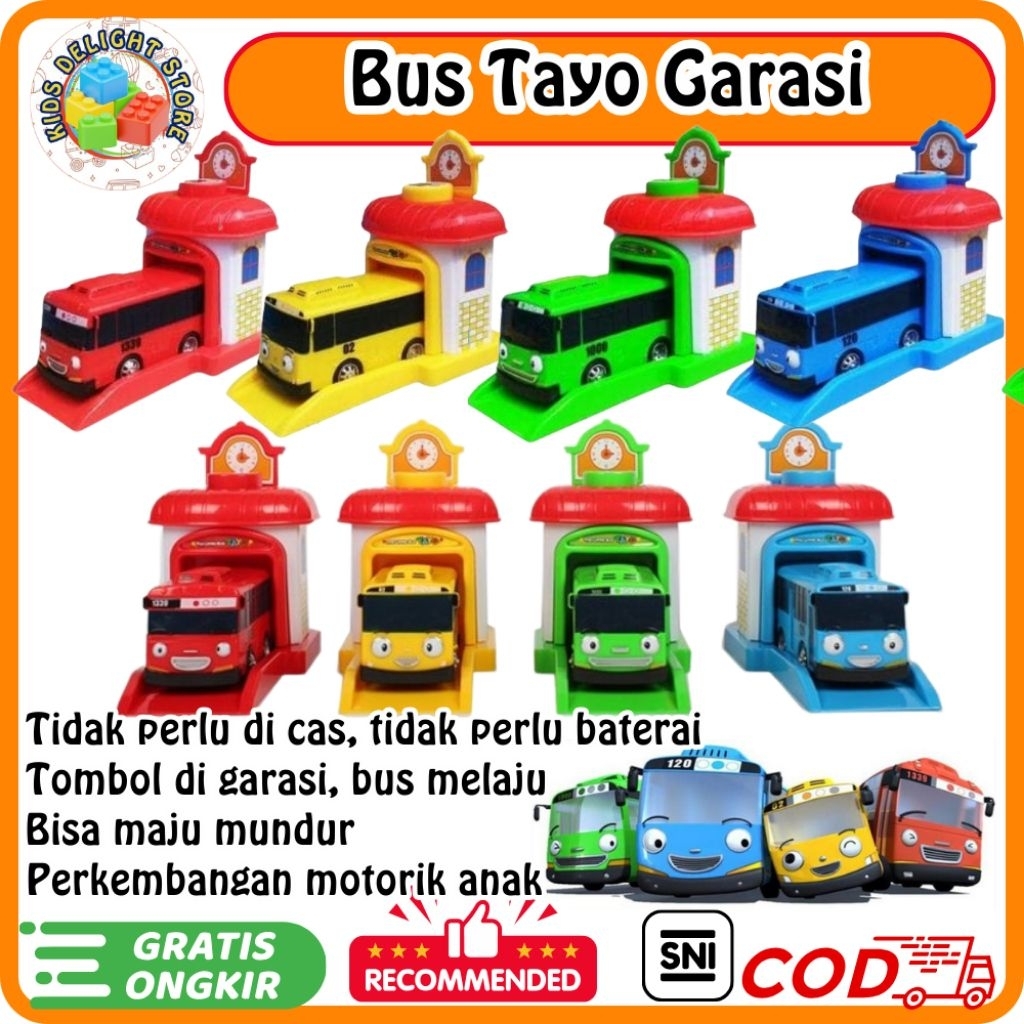 Mainan Bus Tayo Garasi | Garasi Meluncur Bus Tayo | Mainan Bus Tayo 1 Set | Mainan Tayo Gani Rogi Ra