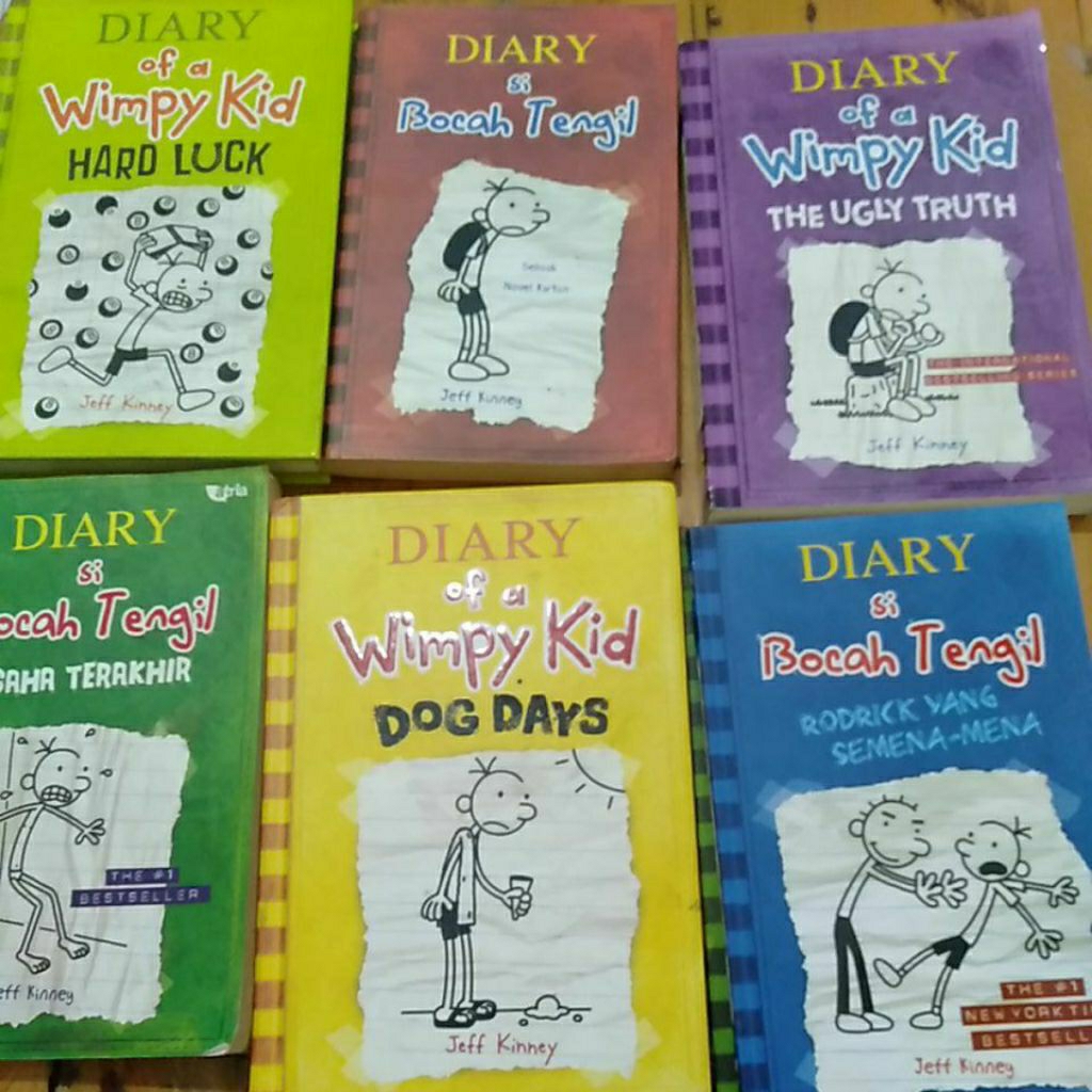 Buku bekas seri diary wimpy kid Bahasa Inggris dan Indonesia kondisi bagus
