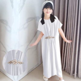 KAFTAN ANAK PEREMPUAN SHABIRA TERBARU 2023 3 SAMPAI 12 TAHUN  - PUTIH, XL