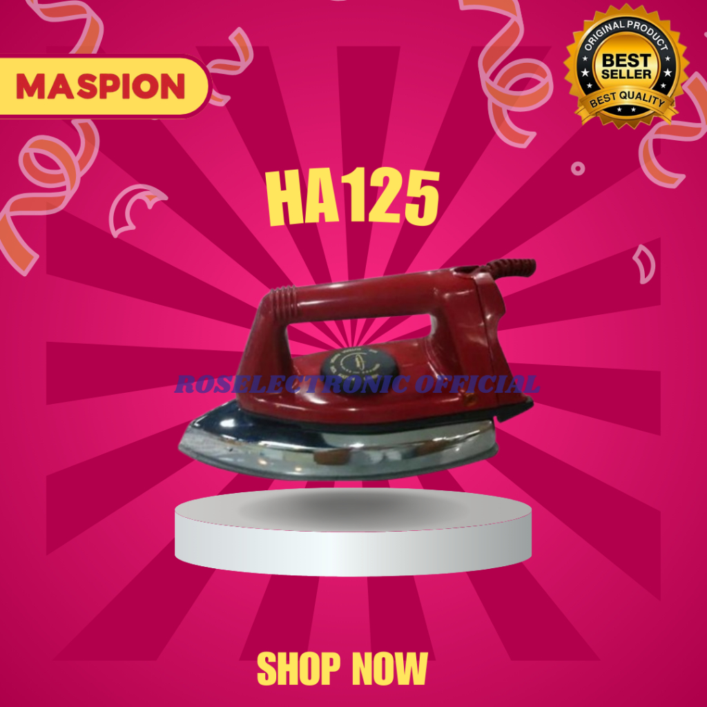 MASPION SETRIKA HA 125 SETRIKA LISTRIK BERGARANSI/HA125/MASPION SETRIKA ORIGINAL