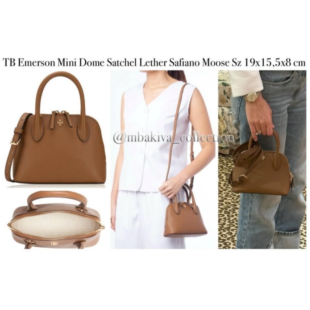 TB Emerson Mini Dome Satchel Lether Safiano Moose