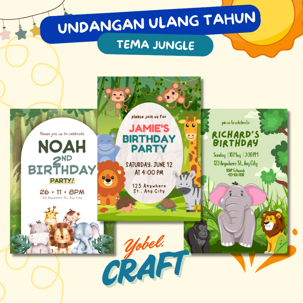 Undangan Ulang Tahun Jungle / Animal Custom - Birthday Invitation - Undangan Ultah Anak