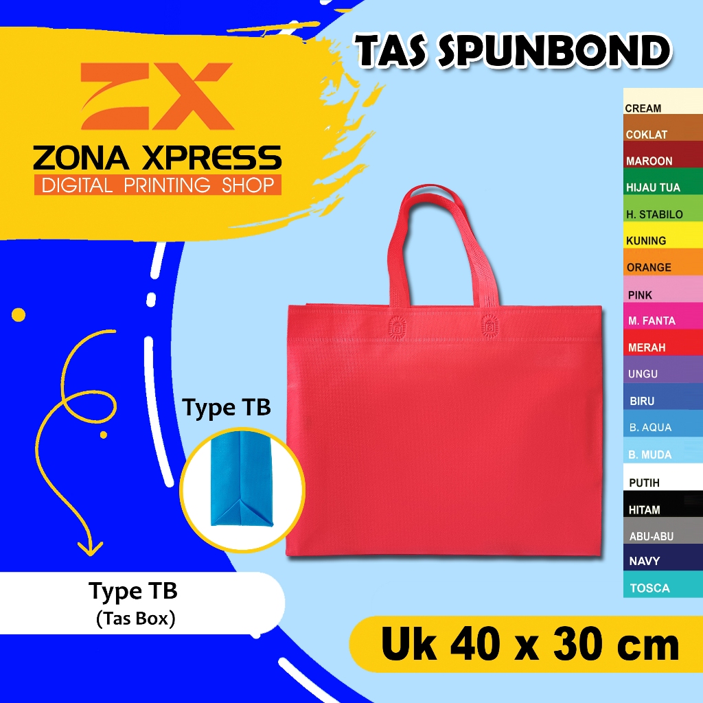 

tas kain spunbond isi 12 pcs ukuran 40x30x8