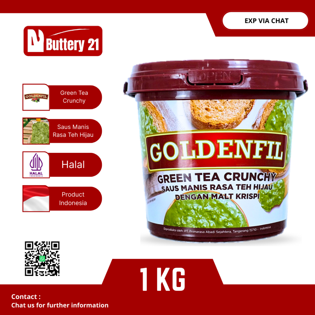 

GOLDENFIL GREEN TEA CRUNCHY JAM SELAI 1 KG/SELAI MATCHA 1 KG/SELAI TEH HIJAU KRISPI