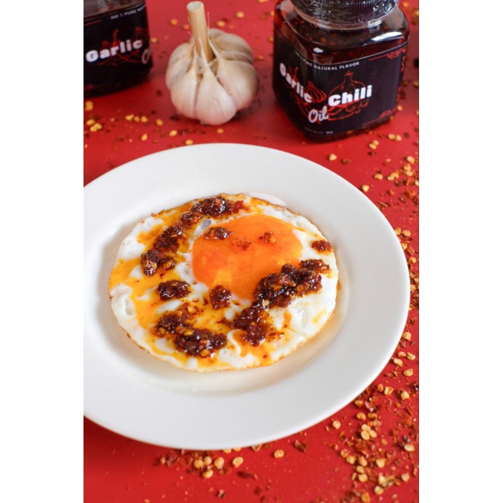 

(PIRT HALAL) Garlic Chili Oil Serbaguna Sambal Minyak cap Mangkok 200ml, Pedes gurih enak smokey.