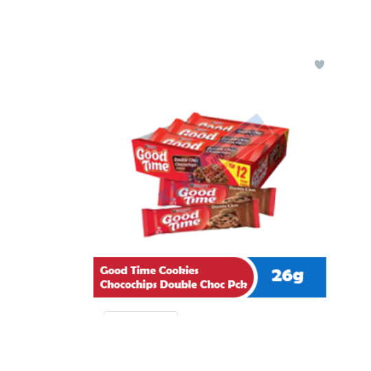 

GOOD TIME COOKIES CHOCOCHIPS DOUBLE CHOC PCK 26.5g