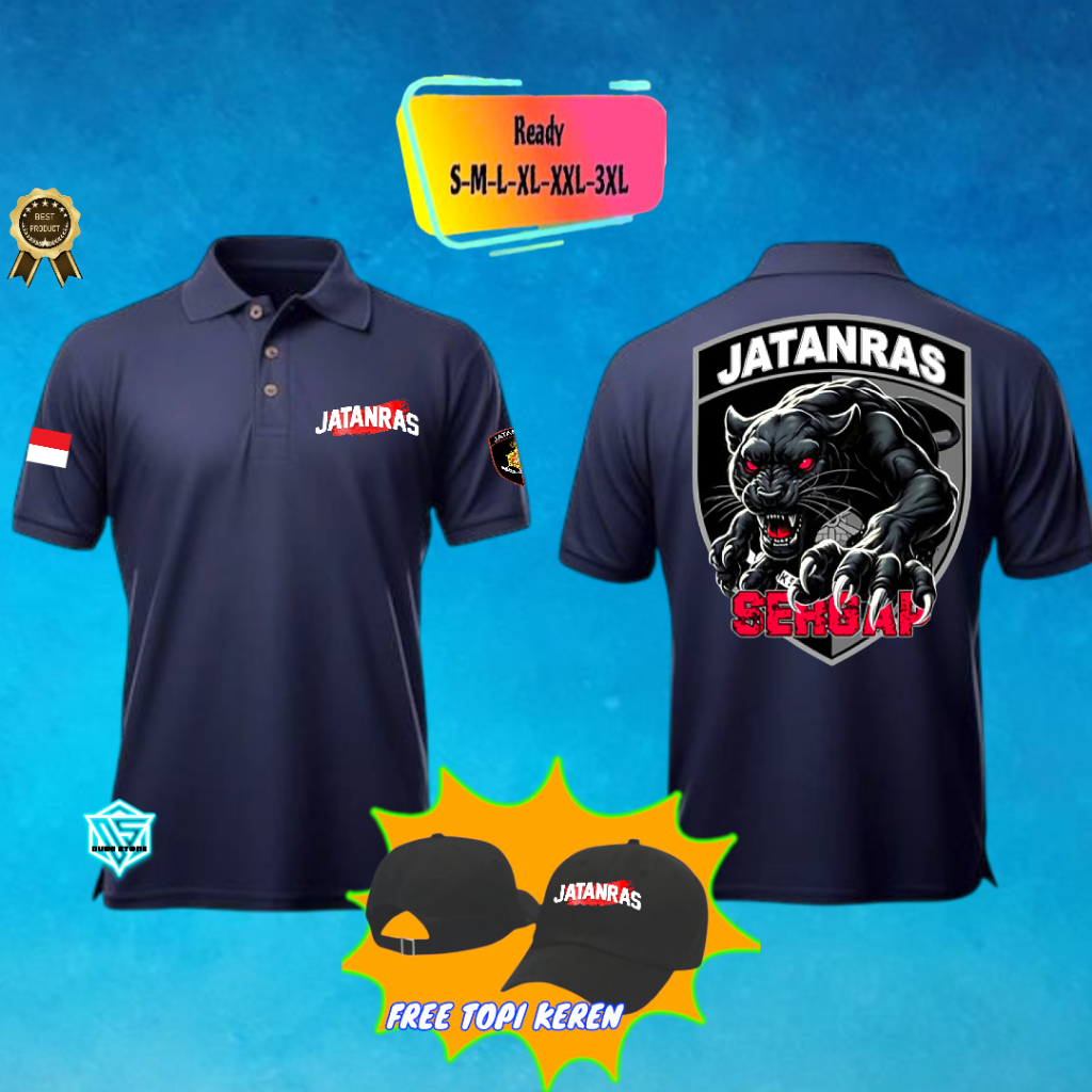 DUDESTORE CLTHING DISTRO POLOSHIRT POLISI JATANRAS TEAM SERGAP DESIGN KEREN LOGO LENGAN BAHAN ADEM F