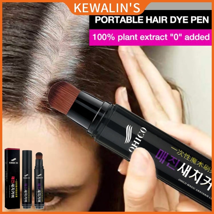 OHICO Pen Warna Rambut Pen Tanpa Air Berus Warna Rambut Temporan Menutupi Rambut Putih 20ml