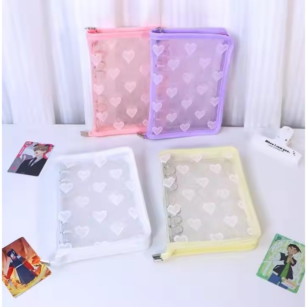 BINDER LOVE A5 ZIPPER WARNA GLITTER TRANSPARANT PHOTOCARD KPOP PC