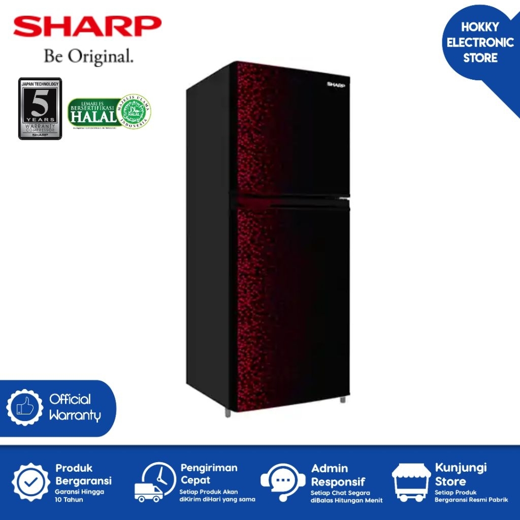 SHARP SJ-236MG/GB/GR LEMARI ES 2 PINTU GLASS DOOR NO FROST