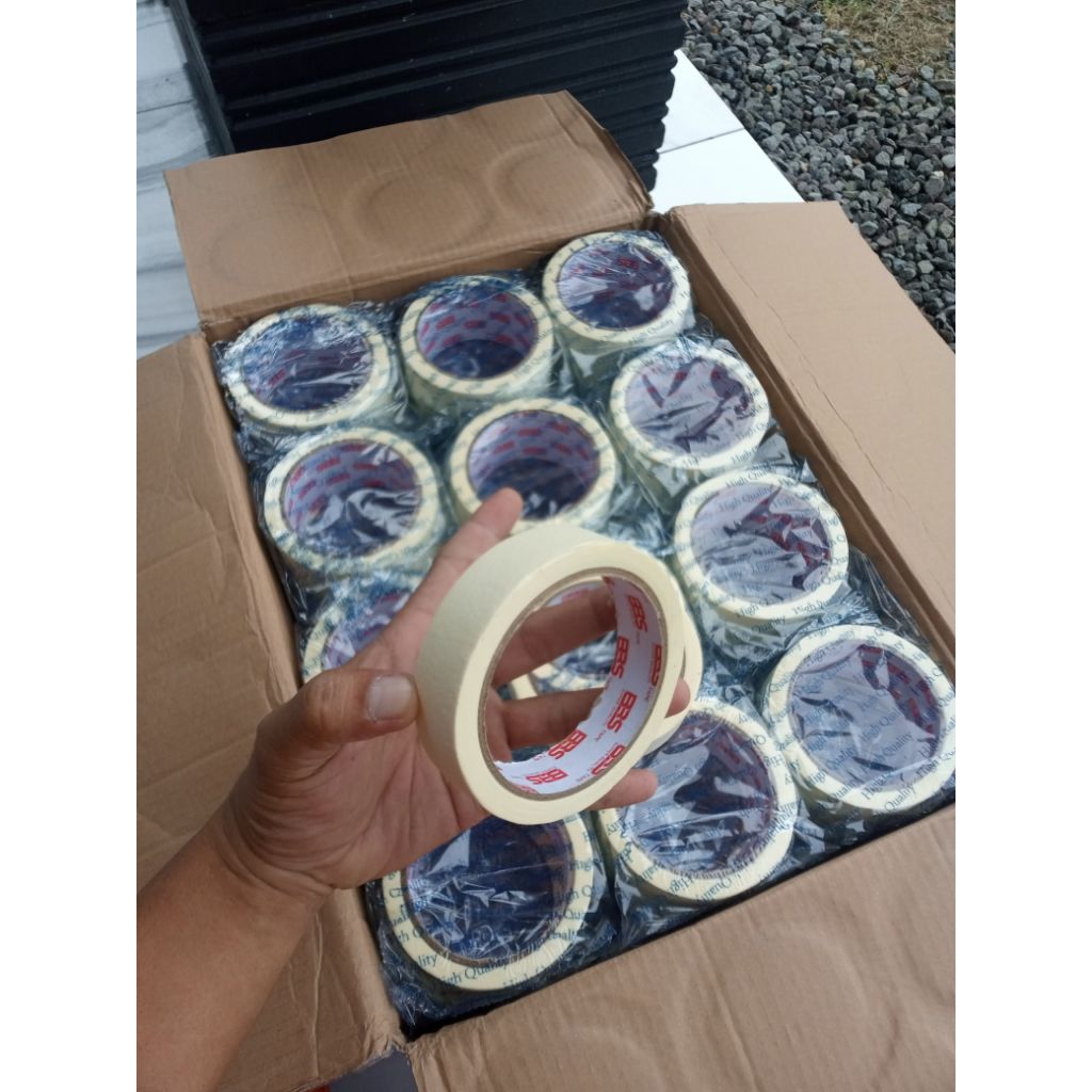 

masking tape//lakban kertas 24mm x 20 yard 1 dus 144 pcs||Isolasi kertas