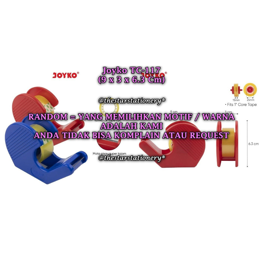 

(1 Biji) GROSIR Tape Dispenser JOYKO TC-117 Tape Cutter Pemotong Pita Perekat Joyko TC-117 (1 Biji)