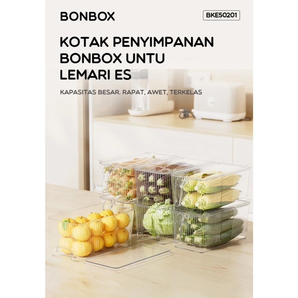 BONBOX Tempat Penyimpanan Container Kulkas Bonbox BKE50201 Transparan