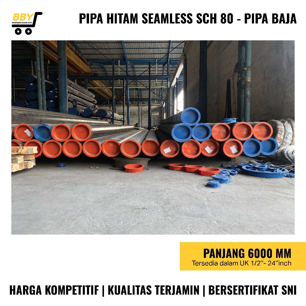 Pipa Seamless Sch 80 ASTM A53-A106 X 6 M - Steel Pipe - Round Pipe
