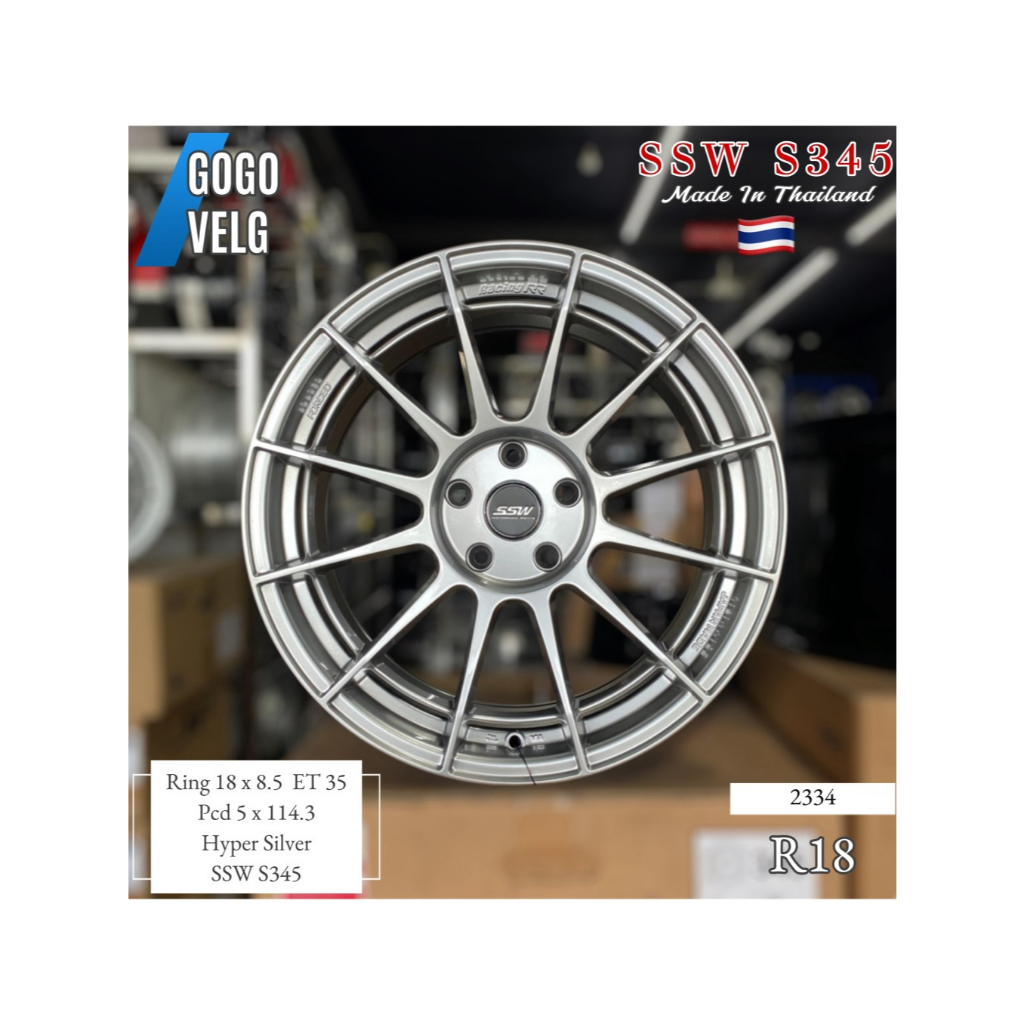 Velg Mobil R18 ORI SSW PCD 5X114,3 ET 35 Hyper Silver Innova S345 Ring 18 Enkei Spider FREE ONGKIR