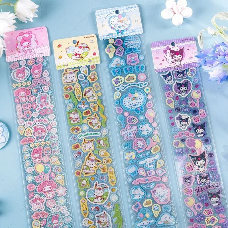 

Aneka Sticker Karakter Sanrio / Sticker Glowing Sanrio / Sticker Mini Karakter Sanrio / Long Sticker Merk Joytop / Sticker Kuromi / Sticker Hello Kitty / Joytop Sticker