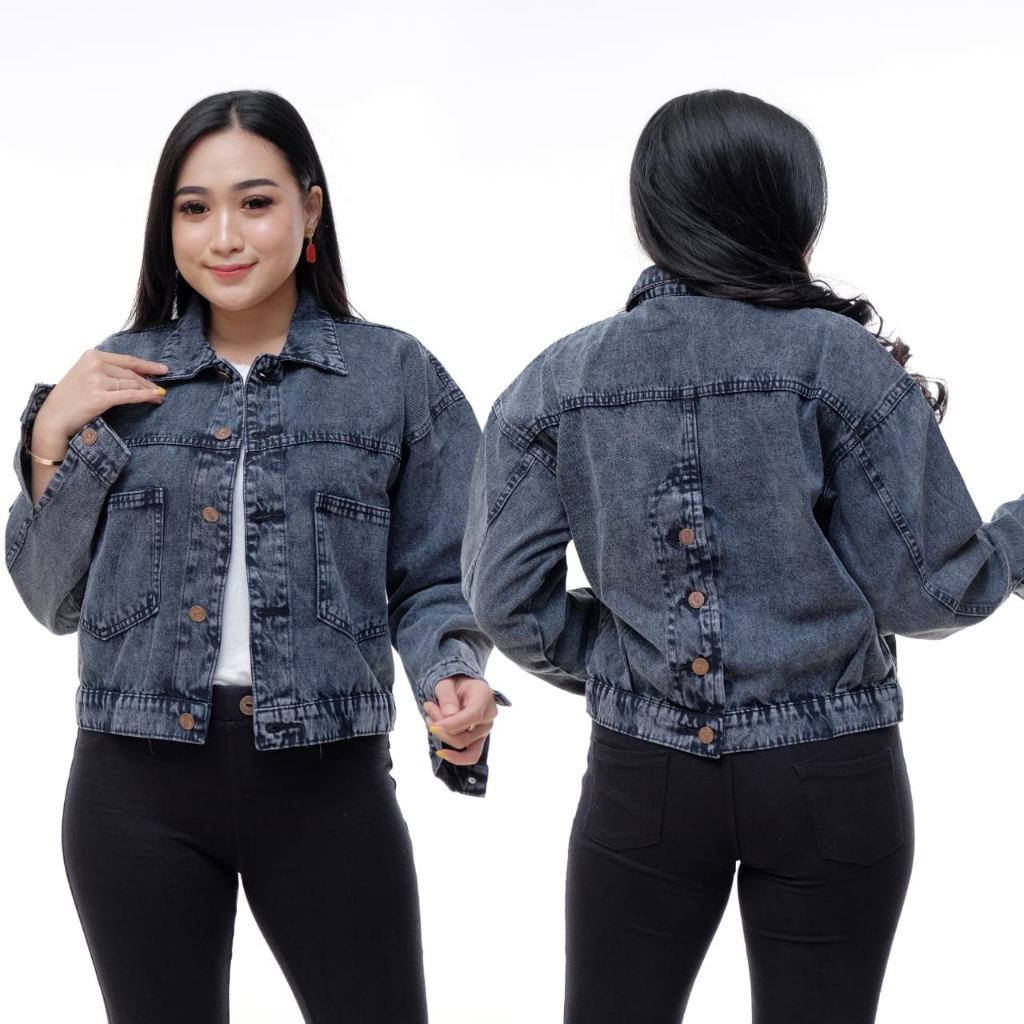 BIG SALE JAKET CROP WANITA - JAKET JEANS CROP TERBARU - JAKET CROP MODEL KANCING BELAKANG - BEST