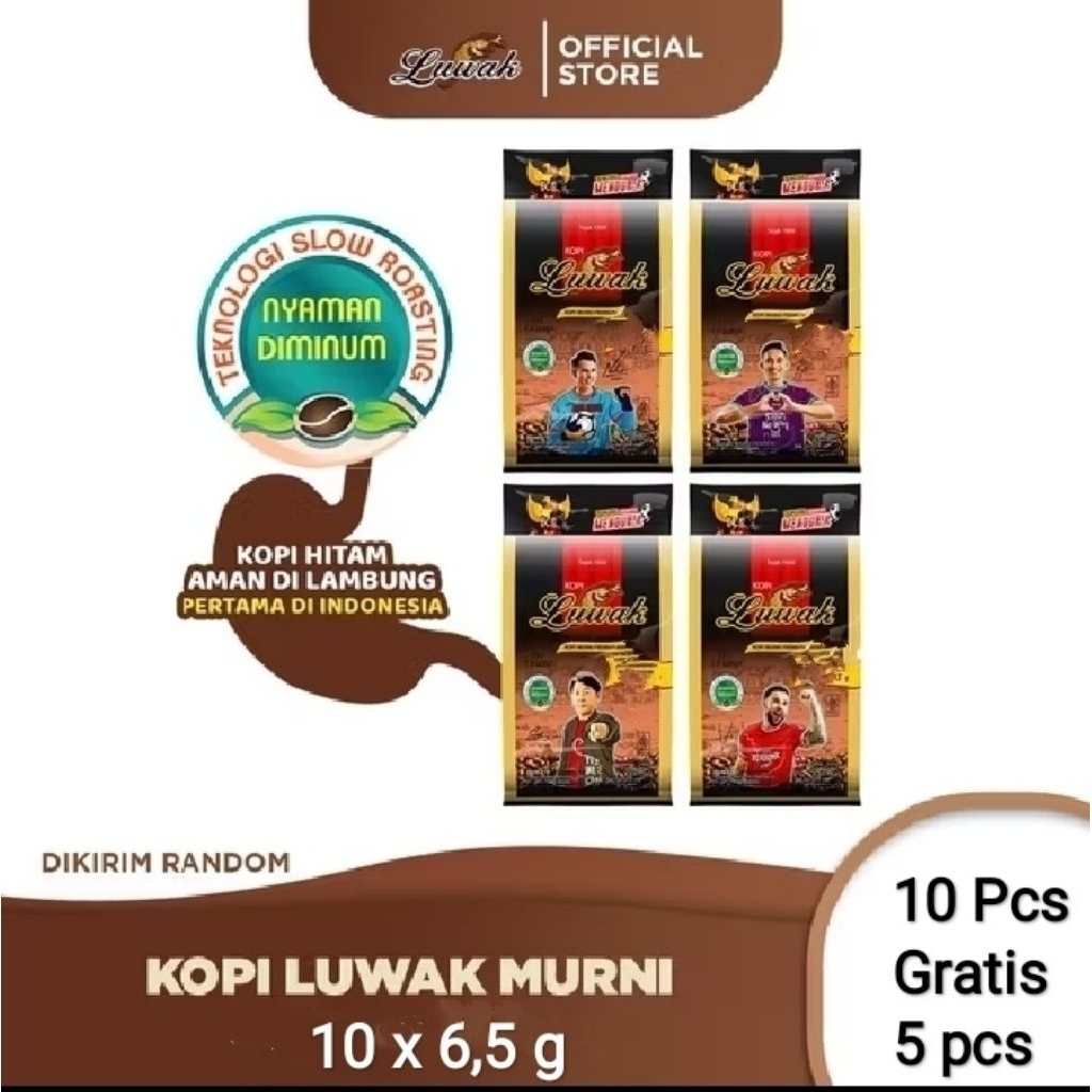 

Kopi luwak Murni 10x6,5 g (10 Gratis 5 pcs