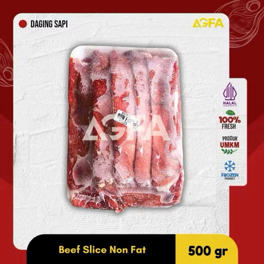 

Beef Slice Low Fat 500 gram / Daging Slice Low Fat / Daging Slice Non Fat / Daging sedikit Lemak / Daging Grill / Daging BBQ Low fat / Daging Panggang