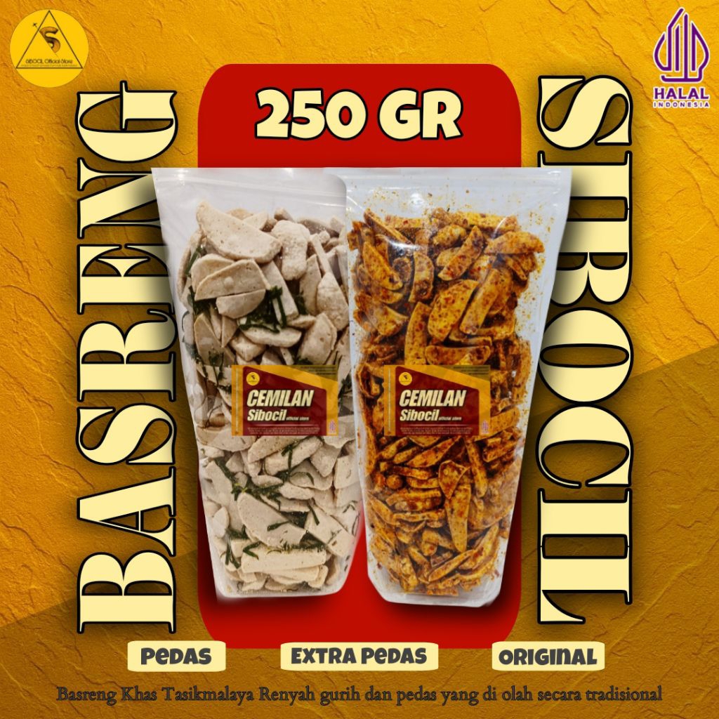

BASRENG 250gr Khas Tasikmalaya SIBOCIL Original dan Pedas / Cemilan / Makanan pedas daun jeruk