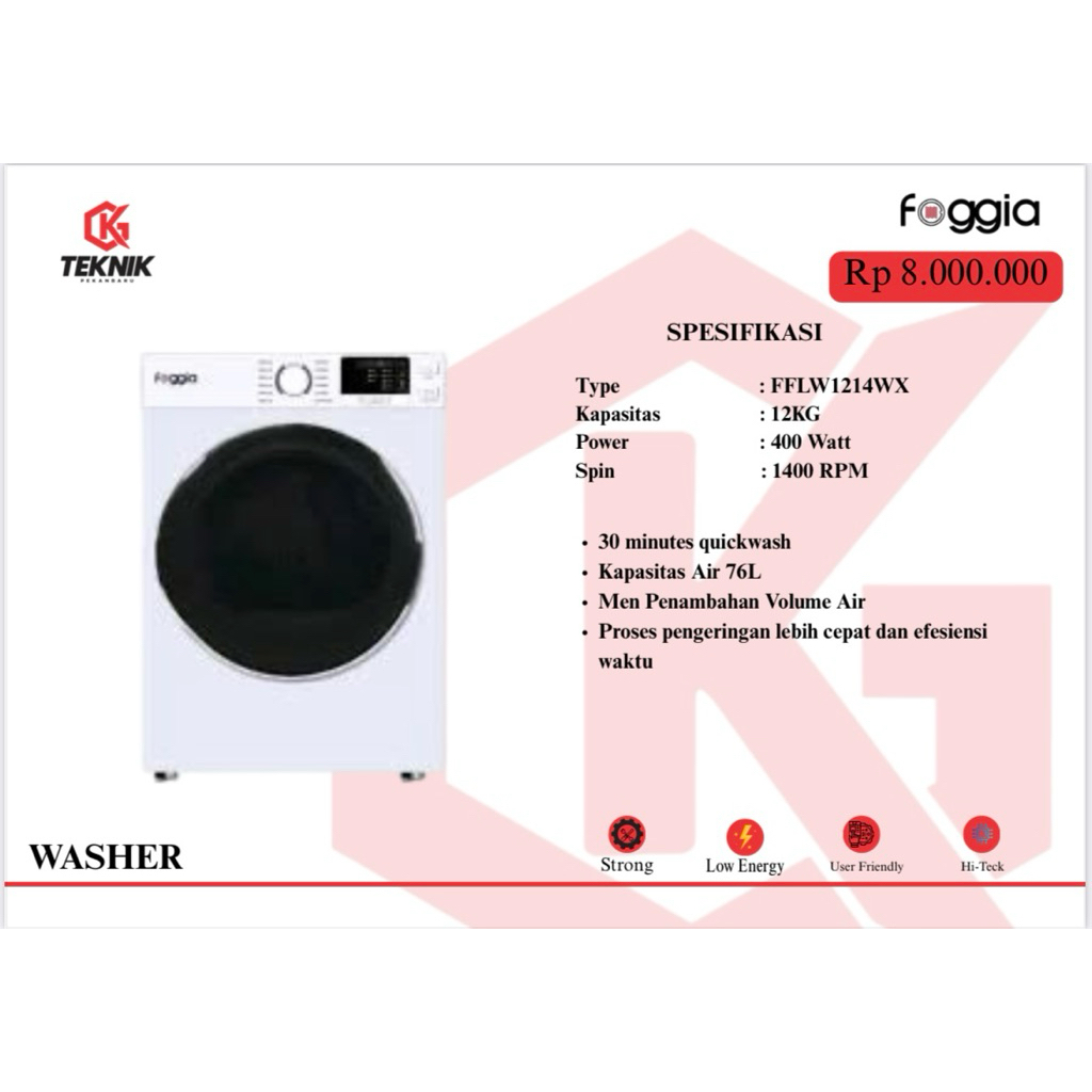Mesin Cuci Foggia 12kg - Washer Foggia 12kg - Mesin Cuci Laundry