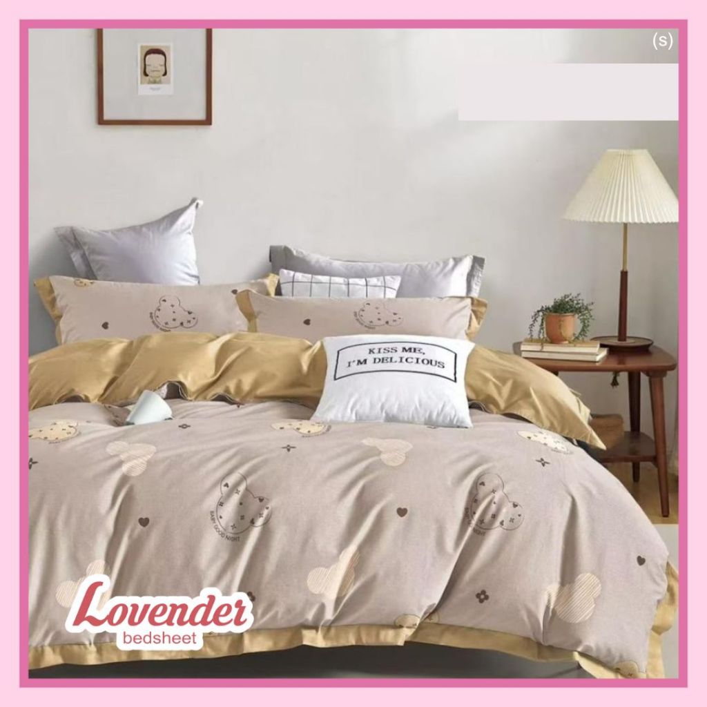 Sprei/Bedcover katun JEPANG pastel cream coklat dark brown teddy bear beruang animal anak lucu [LOVE