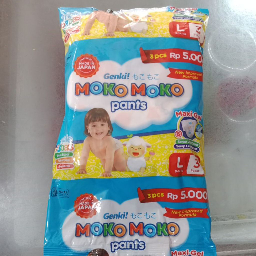 Murah Pants pempers moko moko L isi 3pcs popok bayi