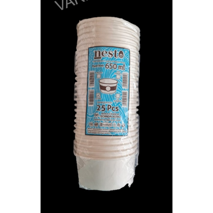 Paper Bowl 650 Ml (22 Oz) Nesto
