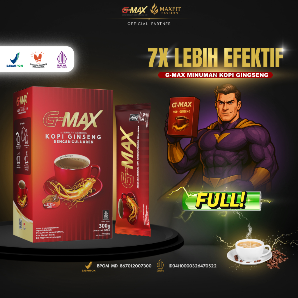 

KOPI G MAX ORIGINAL MINUMAN EXTRA GINGSENG 100% BPOM & HALAL - KOPI STAMINA PRIA TAHAN LAMA AMAN