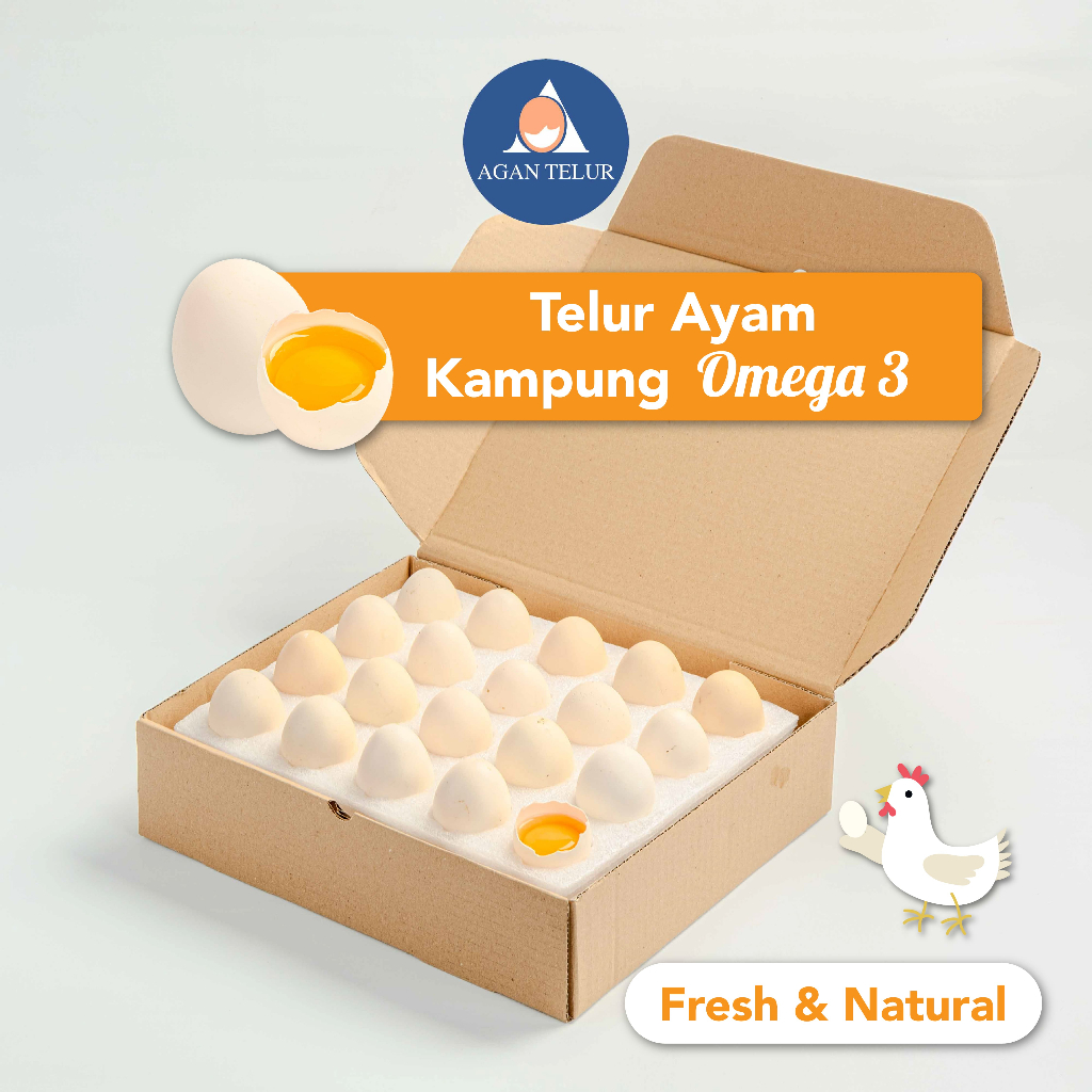

Telur ayam kampung Omega 3 Organik Fresh BESAR isi 20 Butir per box FOAM - bisa dikirim keluar kota
