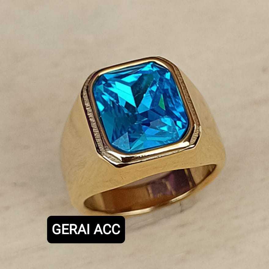 CINCIN TITANIUM BATU WARNA ONIK PRIA MODEL KOTAK TERLARIS
