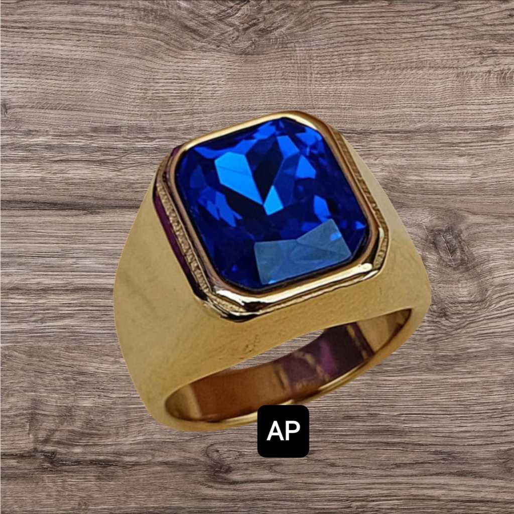 CINCIN TITANIUM BATU WARNA ONIK PRIA MODEL KOTAK TERLARIS