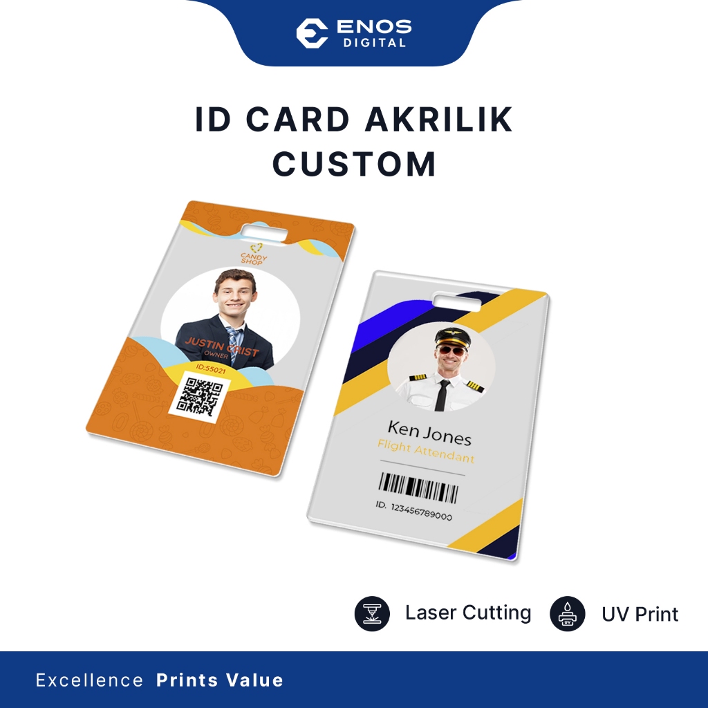 ID CARD CUSTOM AKRILIK TRANSPARANT / REQUEST SESUKAMU / BAHAN ACRYLIC PRINT UV ANTI AIR