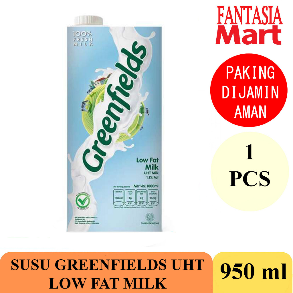 

SUSU GREENFIELDS UHT LOW FAT MILK 950 ML FANTASIA DENGAN PAKING AMAN