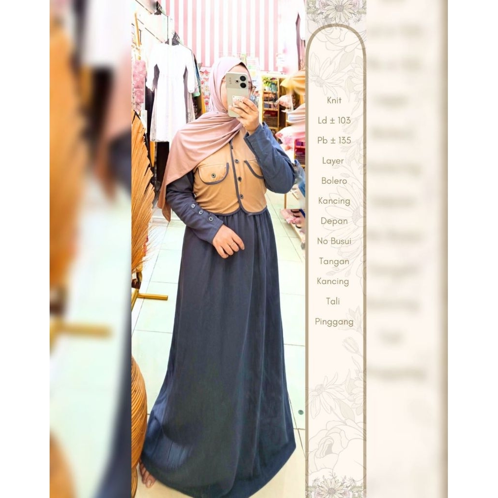 Gamis Knit Rompi Menyatu