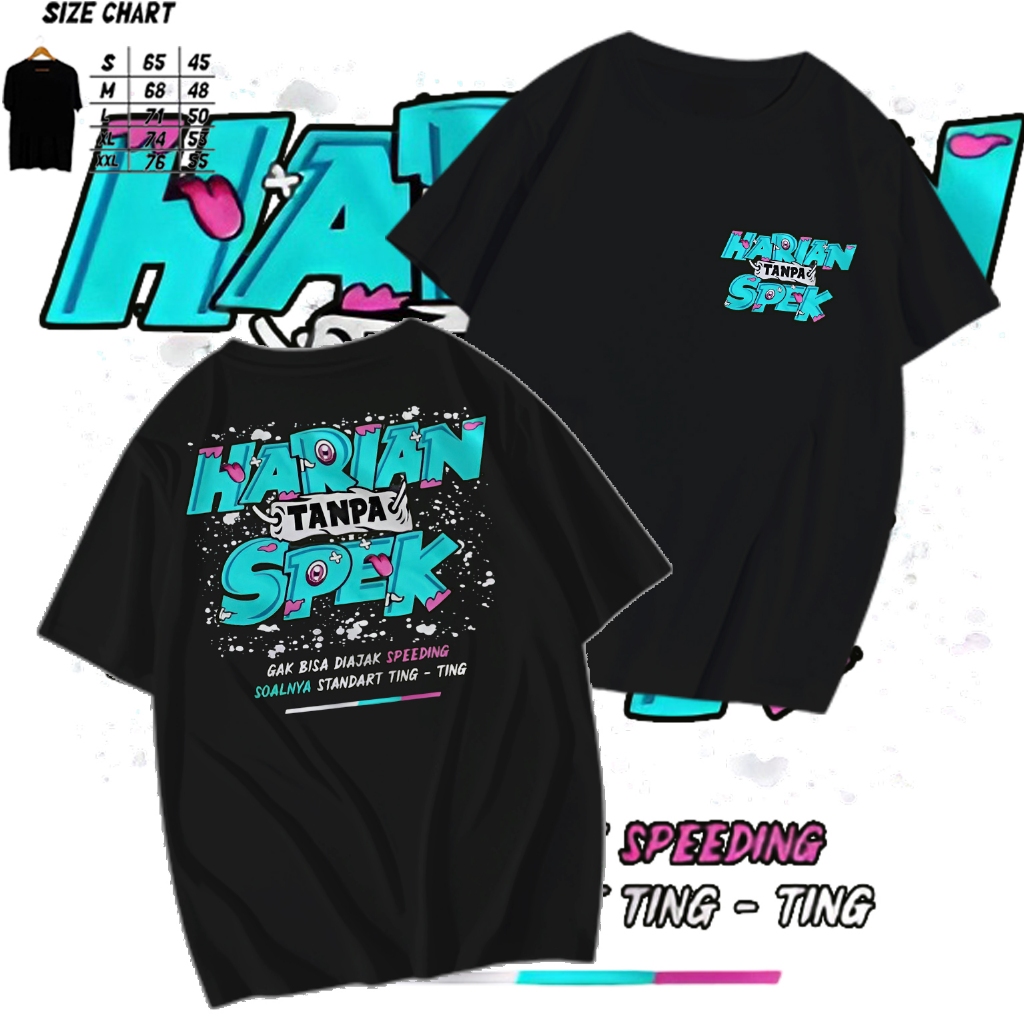 kaos distro HARIAN TANPA SPEK - kaos pria dan wanita lengan pendek ukuran M.L.XL.XXL kerah bulat bah