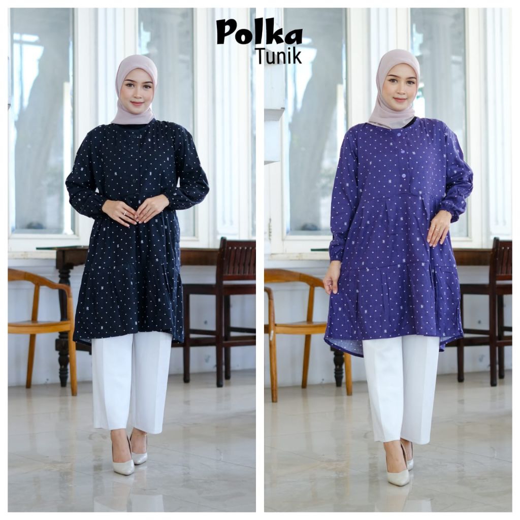 PROMO POLKA TUNIK RAYON TWIL JUMBO LD 100-130
