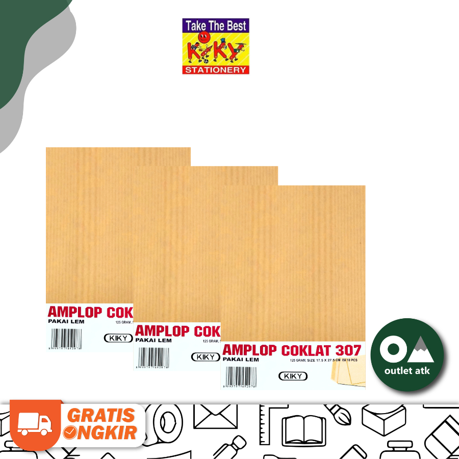 

Amplop Coklat Kiky 307 Polos Lem 125 gr isi 10