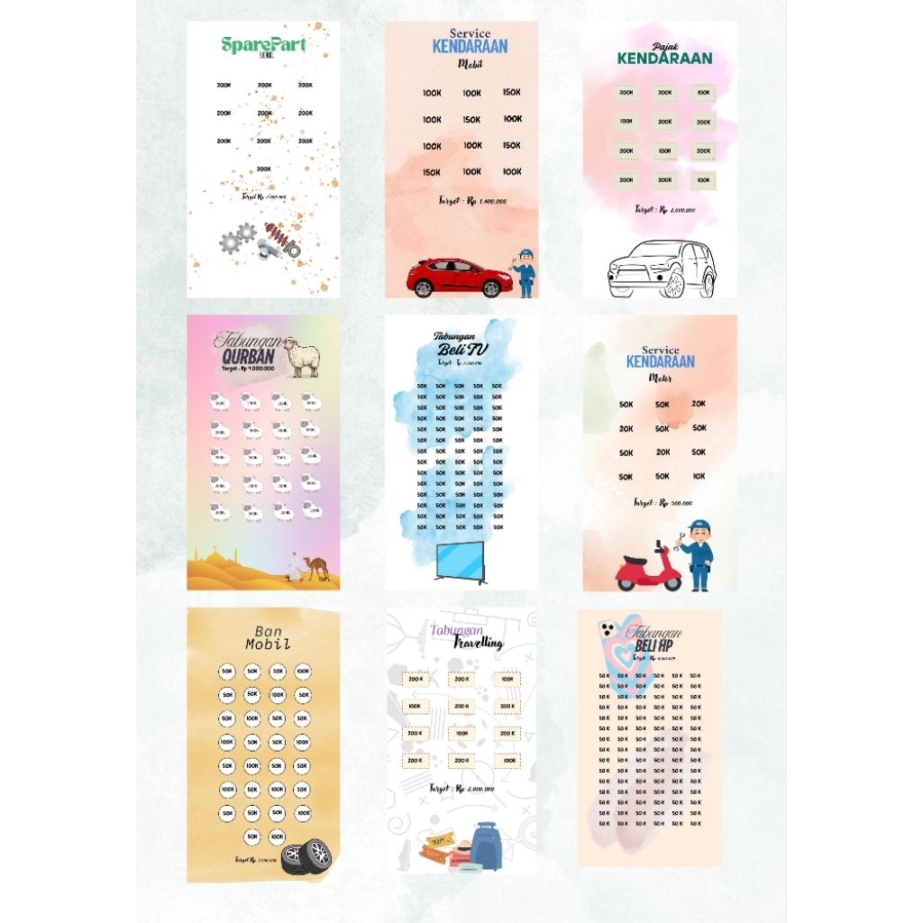 

Tantangan Menabung/Saving Challange/Sinking Fund ukuran A6