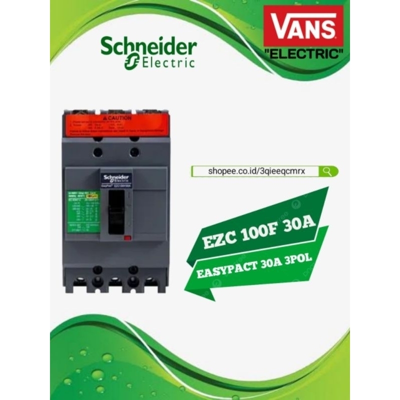 MCCB BREAKER SCHNEIDER EASYPACT EZC100F 30A ORIGINAL SECOND